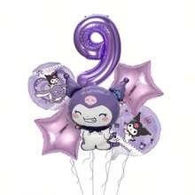 6 Peças Conjunto de Balões de Folha com Tema Numérico Elegante Kulomi, Estilo Doce e Sonhador, Impresso com o Logo Kulomi, Números de 1 a 9, Laços, Estrelas, Roxo e Preto Vibrantes, Personagens de Desenhos Animados, Algarismos, Estrelas e Outras Formas, Adequado para Aniversário, Natal, Ação de Graças, Ano Novo e Outras Ocasiões, Cria uma Atmosfera Doce e Adorável para Festas de Aniversário Infantis - Multicolorido - Visão 11