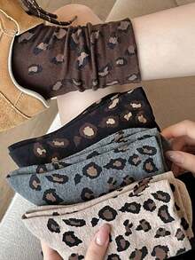 5 pares de calcetines tipo tripulación con estampado de leopardo, estilo retro Y2K de mezcla de algodón hasta el tobillo con puños elásticos, transpirables y cómodos para uso casual, ropa de calle y todas las estaciones (primavera, verano, otoño, invierno) - Multicolor - Ver 3