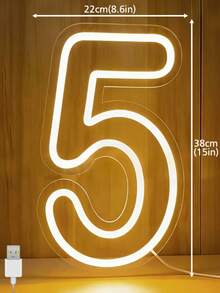 0-9 Number LED Neon Light, USB Powered, Birthday Wedding Party Wall Decor Light - 彩色 - 查看 7