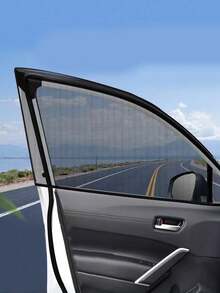 1pc Black Car Side Window Mosquito Net, Anti-Mosquito Car Window Curtain, Car Sunshade Mesh - A - View 2