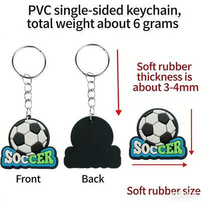 10个装足球硅胶钥匙扣，北美三国主题球迷挂件，背包挂件，车钥匙吊坠，观赛纪念品，新年礼物，情人节礼物，复活节礼物（随机款式）