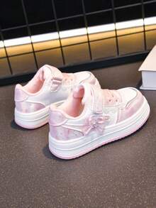 Children's Versatile, New Comfortable Soft-Sole Shoes, Suitable For All Seasons, Outdoor Wear, Vacation Travel, Princess-Style Decor, School, Fashionable Casual Thick-Soled Sneakers - Pink - View 4