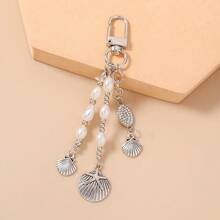 1个女士可爱水晶天鹅美人鱼心形珍珠贝壳海星钥匙扣包挂饰 - 彩色 - 查看 3