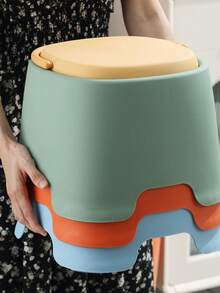 带把手的塑料凳，小巧的脚凳，适用于客厅、玄关、浴室 - 彩色 - 查看 5