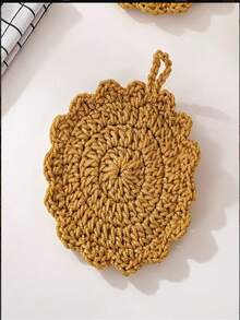 2pcs Set, Handwoven Golden Dish Cloths, Oil-Resistant Cleaning Cloths, Dish And Pot Scrubbers, Multi-Purpose Dish Towels - Round - View 5