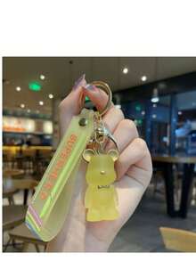 1个硅胶泰迪熊钥匙扣，可爱情侣生日礼物，汽车/包包挂件钥匙圈，卡通背包挂绳带证件套，圣诞礼物 - 彩色 - 查看 9