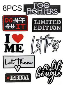 1 Set Of 3/8pcs Black And White English Letter Embroidery Patch Cute Fashion Polyester Patch DIY Clothing Ironing Patch Sewing Accessories Cloth Patch Used For Truck Hats, Jeans, Shirts, Jackets, Backpacks, Casual Clothing And Accessories - Mash Up - View 15