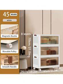 2/3/4/5 Layers Home Decorations Display Rack Big Capacity Storage Cabinet Plastic Foldable Shoe Shelf Collapsible Clear Shoe Boxes Stackable With Door Easy Assembly Living Room Stuff - 白色 - 查看 18