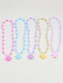 5件套雪花串珠项链套装，适合女孩日常佩戴，生日礼物 - 彩色 - 查看 4