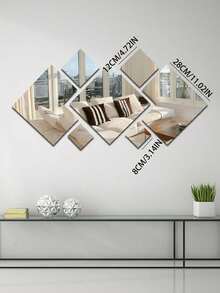 Bộ 7 miếng dán tường gương acrylic vuông, gương trang trí tự dính cho phòng khách, lối vào, hành lang, cầu thang. - Nhiều màu - Xem 6