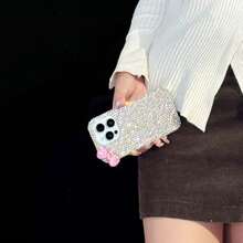 3D蝴蝶水晶镶嵌手机壳/保护套，超薄手机壳，经典手机壳，混合材质手机壳，防水防震防摔防刮手机壳 - 銀色 - 查看 2