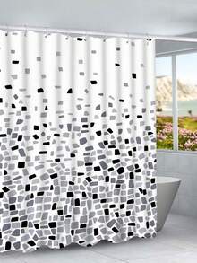 ANSIO Bathroom Shower Curtain - Mildew Resistant - Mosaic Black, 180 X 180 Cm (71 X 71 Inches) | Waterproof Fabric | 100% Polyester - Multicolor - View 15