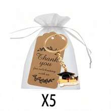 15pcs/5sets Graduation Commemorative Keychains, Including Thank You Cards, Keychains, Zipper Pouches, Tote Bags, Graduation Keychains, Graduation Gifts And Graduation Party Prizes - Multicolor - View 5