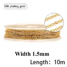 10m/Roll Stainless Steel Flat Cross Chain 1.5mm 2mm 2.5mm Necklace Bracelet DIY Jewelry Accessories Necklace Bracelet - Yellow Gold - View 9