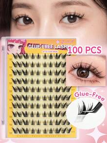 GENIELASH 100pcs Self-Adhesive Fluffy False Eyelash Clusters, Mixed Length Set, No Glue Needed, Fluffy Individual Lashes, DIY Self-Adhesive Lash Extension, Pre-Glued Lash Clusters, Natural D-Curl Effect Lash Clusters, No Glue Or Makeup Remover Required, False Eyelashes, Lash Clusters, Lashes With Glue (03) - D - View 8