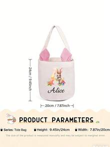 1pc Personalized Easter Party Gift Bags,Customized Easter Basket,Personalized Bunny Gift Bags,Personalized Easter Bunny Handles Burlap Easter Basket,Personalized Easter Bag,Custom Name Easter Gift Bags,Customized Easter Egg Hunt Tote,Happy Easter Gift Bags,Tote Bags Easter Basket Bags, Easter Egg Bags Perfect For The Easter Atmosphere,Festive Easter Party Bag - Multicolor - View 6