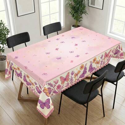 1 chiếc khăn trải bàn in hình bướm, thích hợp cho các dịp lễ, tiệc tùng, sinh nhật, bữa tối, trang trí bàn nhà hàng, mọi mùa, trang trí nhà cửa.