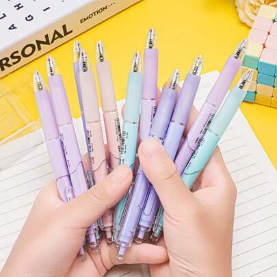 6/12支随机颜色黑色凝胶笔，书写流畅，出墨均匀，防晕染，速干，适合日记、笔记、办公和学习使用。