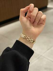 1条女士夏季度假风山茶花镀金金属表带，兼容小米手环8 Pro/9 Pro、小米手环3/4/5/6/7、8/8 NFC/9/9 NFC/10/10 NFC、Watch4/Watch5 - 金色 - 查看 7