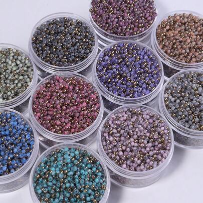 30g/Pack 4mm Glass Seed Beads, Half Gold Half Jade Beads (Approx. 400pcs/30g), Handmade DIY Beading Jewelry Accessories, Vintage Style Bracelet, Clothing Decor, Hair Accessories, Earring Making Supplies