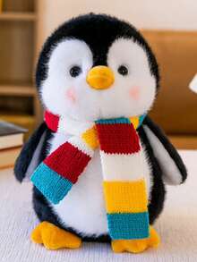 可爱企鹅毛绒玩具，带围巾，创意企鹅玩偶，生日礼物 - 藍色 - 查看 5