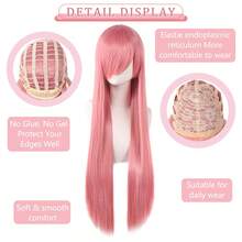 Long Straight Cosplay Wig Women Costume Party Black Red Ombre Heat Resistant Synthetic Hair Wigs - Multicolor - View 9