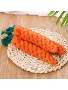 1pc/3pcs Carrot Shaped Pet Chew Rope Toy, Interactive Teething Toy Suitable For Puppies And Chewing Pets, Dog & Cat Gift - Multicolor - View 2