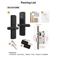 1PC Smart Lock, Electronic Keyless Entry Door Lock With Fingerprint And Keypad, Polished Finish, Battery Powered, Card Sense Access, Secure Biometric Door Handle For Homes And Offices - Black - View 10