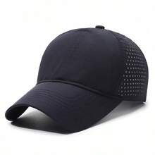 1pc Summer New Lightweight Breathable Quick-Dry Adjustable Perforated Visor Cap, Men's Hiking Sun Protection Baseball Hat - A - View 11