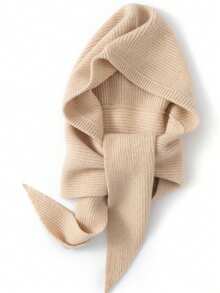 1 pièce Ensemble écharpe et bonnet en tricot de couleur unie minimaliste pour femme, nouveau bonnet balaclava à la mode, cache-cou polyvalent en tricot, convient pour un usage quotidien - A - Voir 12