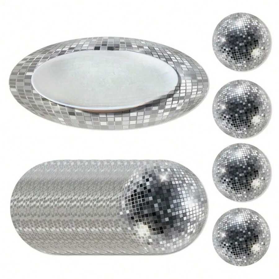 12/24 Pieces, 33cm Placemats, Disposable Disco Ball Pattern Placemats, Suitable For Christmas, Restaurants, Birthdays, Parties, Banquets, Cafes, Graduation Parties. - View 1