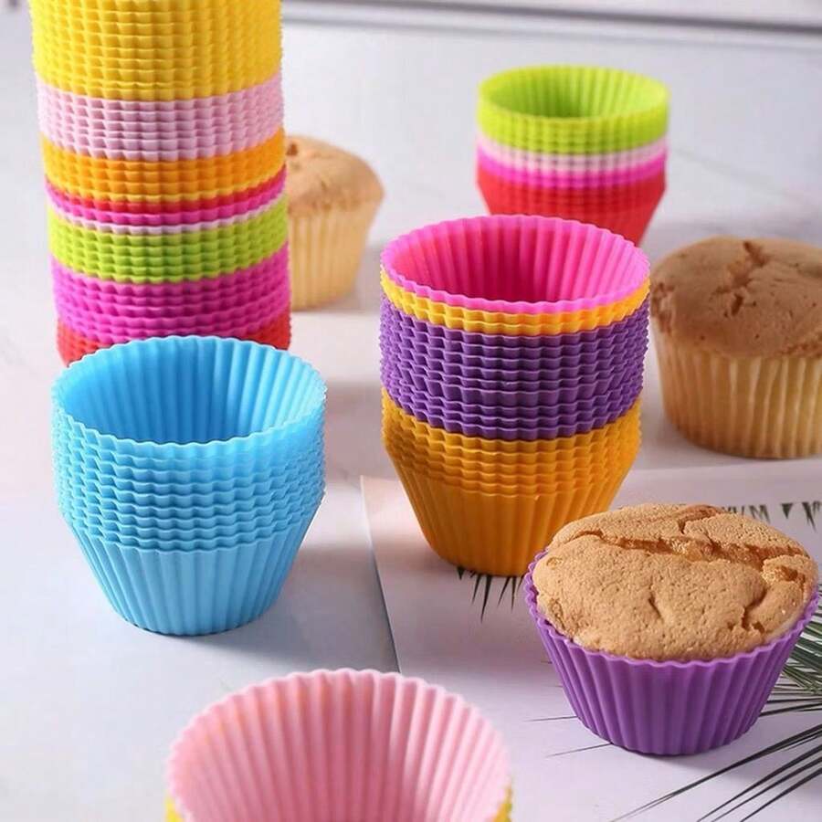 KIT Mini Round Silicone Cake Mold Cupcake Mold Useful Colorful - 查看 1