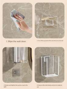 2pcs/1pc Bathroom Shelf, Minimalist Design Wall-Mounted Toothbrush Holder, Self-Adhesive Electric Toothbrush Storage Box, Waterproof Toothbrush Rack, Cosmetic Organizer, Space-Saving Wall Mount, Suitable For Bathroom, Vanity, Sink, Toilet, Countertop, No Drilling Required, Toothpaste & Toothbrush Cup Drainage, Household Items, Travel Essential, Daily Use, Bathroom Accessories, Unique Gift, Creative Home Bathroom Decor - Multicolor - View 7