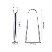 Raspador de lengua minimalista de acero inoxidable, portátil - Plateado - Ver 7