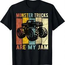 Monster Trucks Are My Jam Vintage Retro Truck T Shirt - 黑色 - 查看 1