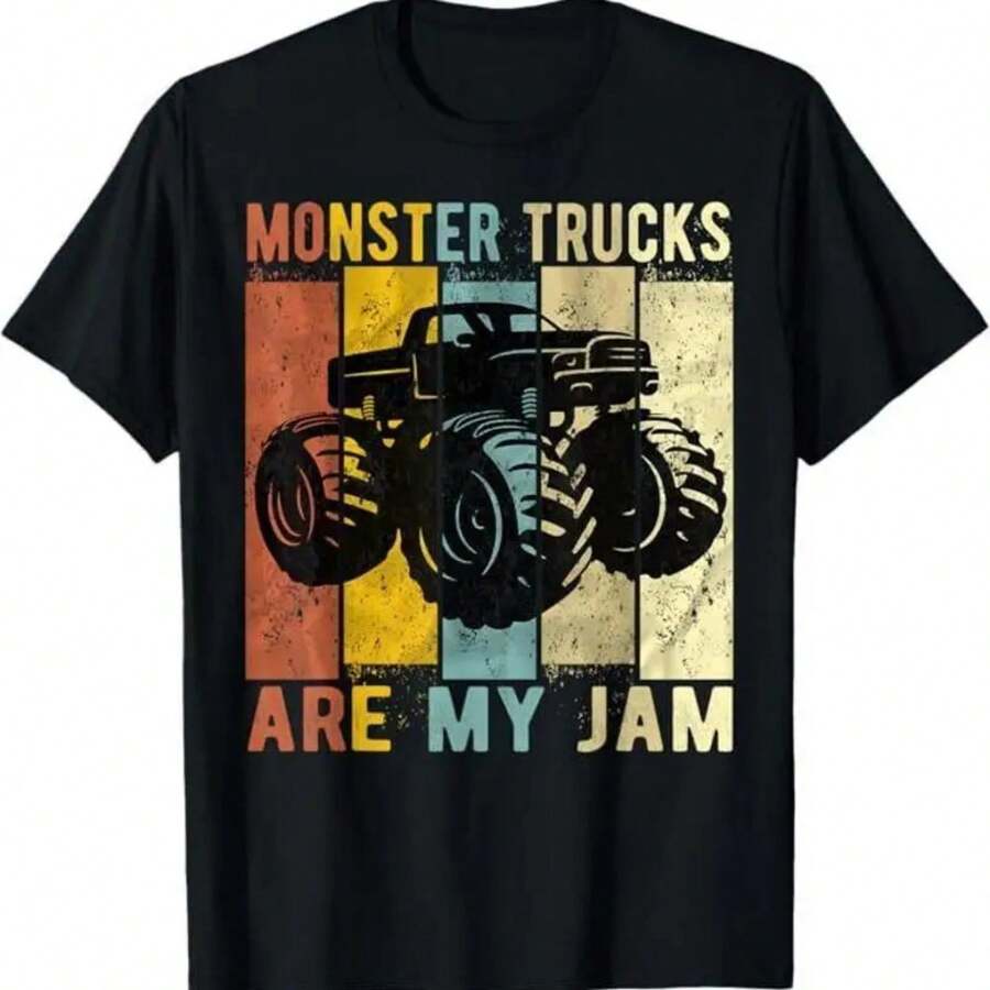 Monster Trucks Are My Jam Vintage Retro Truck T Shirt - 黑色 - 查看 1