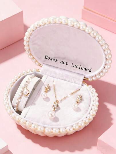 Juego de 4 piezas de joyas elegantes para niñas con pulsera, collar y aretes de perlas, adecuado para uso diario, regalo perfecto para el cumpleaños, vacaciones, viajes, decoración de fiestas, regreso a la escuela, graduación, Día de la Madre para niñas/madres, accesorios graciosos para niñas