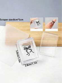 1 Set Square Transparent Silicone Nail Stamping Plate With Lid And Scraper, Square Nail Art Stamping, Sticky, High Transparency Silicone, Multifunctional, Stamping Plate Transfer Tool, Nail Silicone Sealing Ring, High Elasticity And Softness Suitable For Swatching - Multicolor - View 6