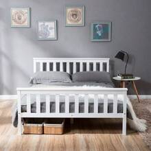 Solid Wood Double Bed (140 X 200 Cm) With Slatted Base, In Pine, White, For Adults, Children And Teenagers. - White - View 8