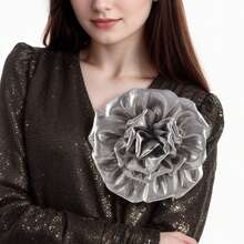 1Pc Rose Flower Brooches Lapel Pins Dainty Satin Fabric Brooch Pin For Women Wedding Tea Party Dance 2-In-1 Headbands - A - View 2