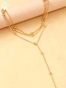 SYMFNY 1pc S925 Sterling Silver Multi-Layer Rice Bead Adjustable Finger Ring Bracelet, Delicate Luxury Versatile Summer Jewelry Gift For Girlfriend, Birthday, Anniversary - Yellow Gold - View 2