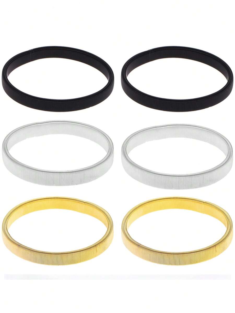 2/6pcs Shirt Sleeve Holder, Elastic Metal Armband, For Preventing Sleeve Slipping, Unisex - Multicolor - View 1