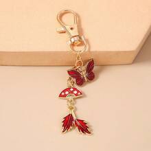 1个男女通用创意合金折叠扇，树叶蝴蝶钥匙扣，时尚简约蝴蝶包挂饰 - 彩色 - 查看 6