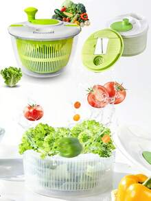 3-In-1 Salad Spinner And Vegetable Washer With Funnel - Durable PP Kitchen Tool, 5-Liter Capacity (Small Capacity Rice Rinser Also Available), Dishwasher , Ideal For Meal Preparation. Kitchen Salad Spinner. - Multicolor - View 8
