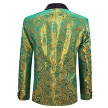 Green Floral Button Blazer Mens Suit Date Party Premium Wear Wedding - 綠色 - 查看 2