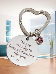奶奶的礼物钥匙扣——孙子送给奶奶的生日礼物。我们很幸运能有您这样的奶奶。休闲波西米亚风派对可爱街头优雅锌合金派对 - 銀色 - 查看 8