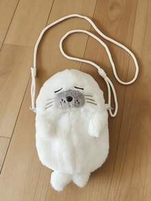 白色海豹造型女士斜挎包，时尚休闲女士背包，适合旅行、度假，可装纸巾、口红等小物件，也可作为独特的钱包或生日礼物。 - 白色 - 查看 3