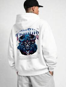 Unisex Oversized Street Style Taurus Zodiac Sweatshirt Ref4720 - White - View 1