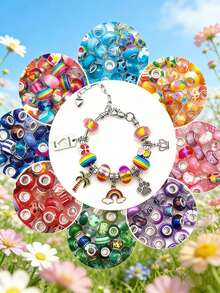 50/100 piezas Cuentas de silicona con agujero grande - Cuentas espaciadoras de acrílico agrietado surtido, adecuadas para hacer pulseras, collares, llaveros - Suministros duraderos para hacer joyas - Multicolor - Ver 2