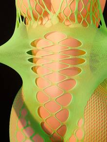 女士纯色镂空露背性感约会连体衣 - 綠色 - 查看 4